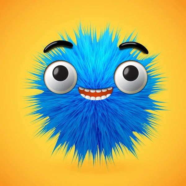 High-detailed 3D fur smiley emoticon, vector illustration — Stock Vector