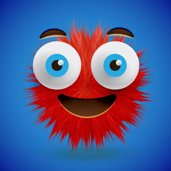 High-detailed 3D fur smiley emoticon, vector illustration — Stock Vector