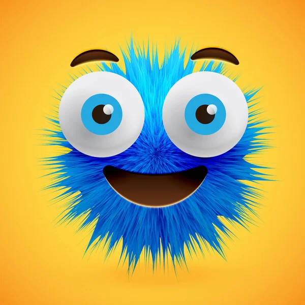 High-detailed 3D fur smiley emoticon, vector illustration — Stock Vector