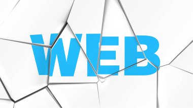 Kırık beyaz yüzeyde 'Web' kelimesi, vektör illüstrasyonuName