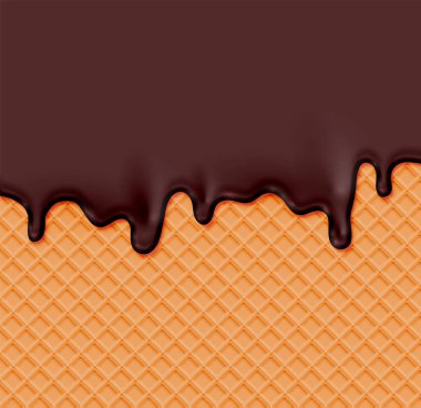 Üzerinde eritme kremi olan gerçekçi waffle, vektör illüstrasyon