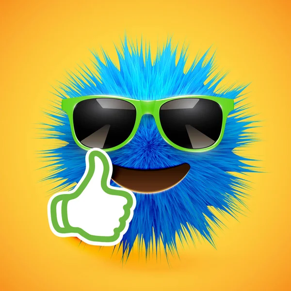 High-detailed 3D fur smiley emoticon, vector illustration — Stock Vector