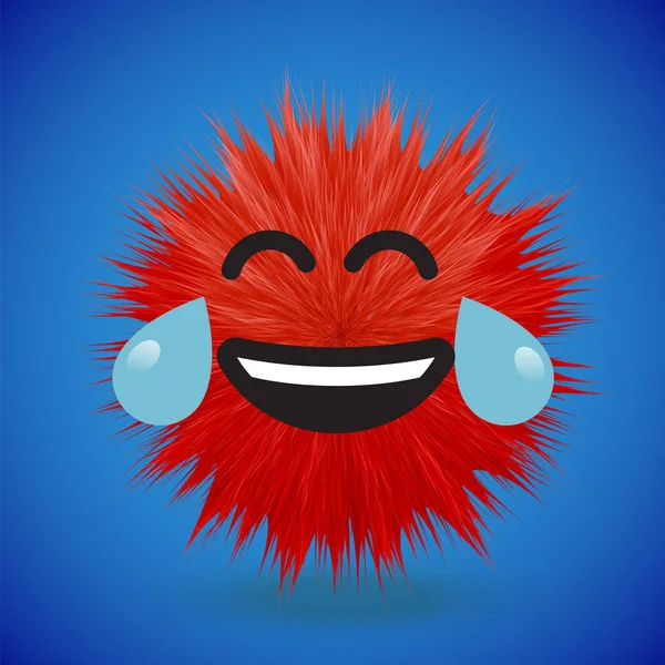 High-detailed 3D fur smiley emoticon, vector illustration — Stock Vector