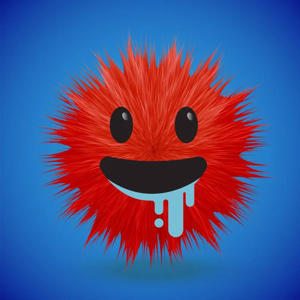 High-detailed 3D fur smiley emoticon, vector illustration — Stock Vector