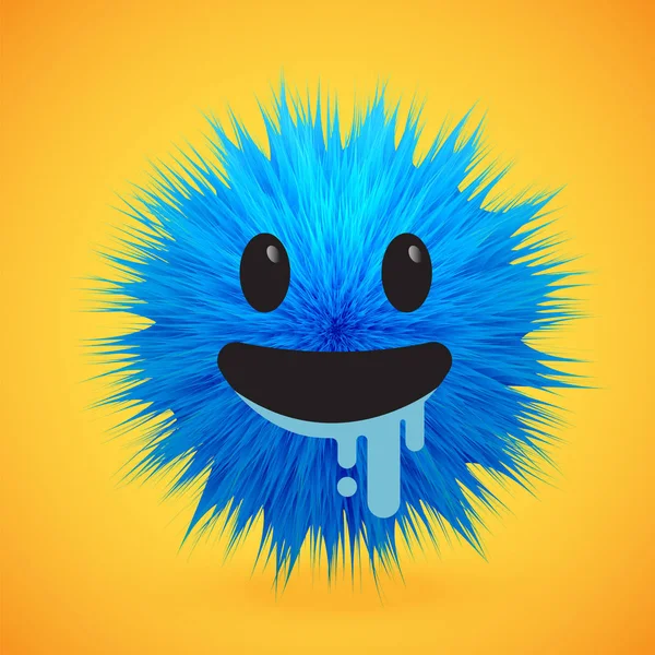 Hochdetailliertes 3D-Fell-Smiley-Emoticon, Vektorillustration — Stockvektor