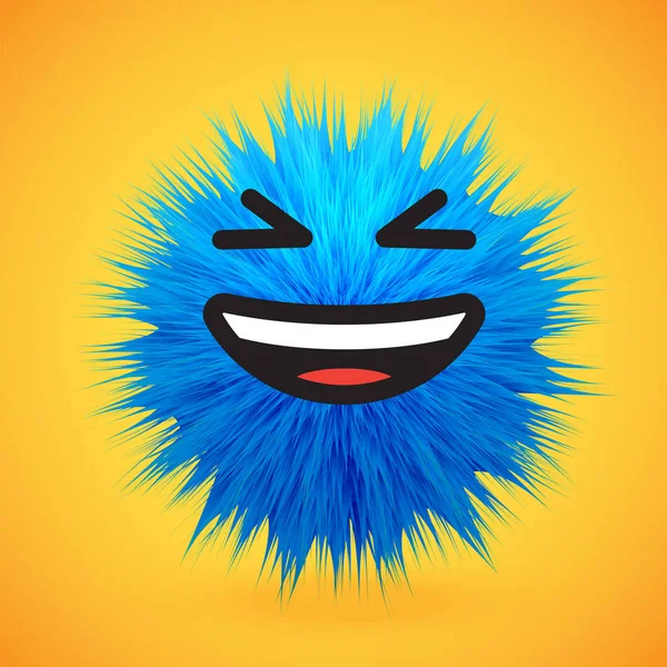 High-detailed 3D fur smiley emoticon, vector illustration — Stock Vector