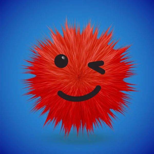 High-detailed 3D fur smiley emoticon, vector illustration — Stock Vector