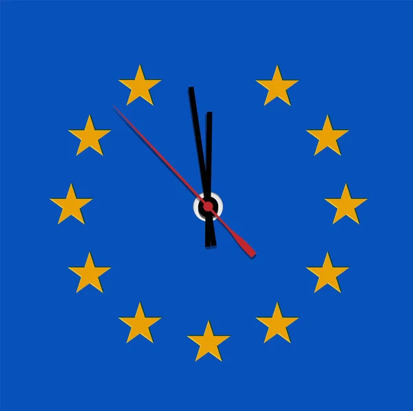 Illustration with clock for BREXIT - Great Britain leaving the E — Stock Vector