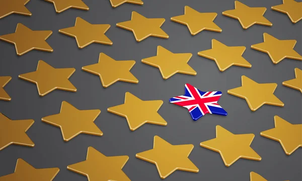 Ilustração com estrelas para BREXIT - Grã-Bretanha deixando o E — Vetor de Stock