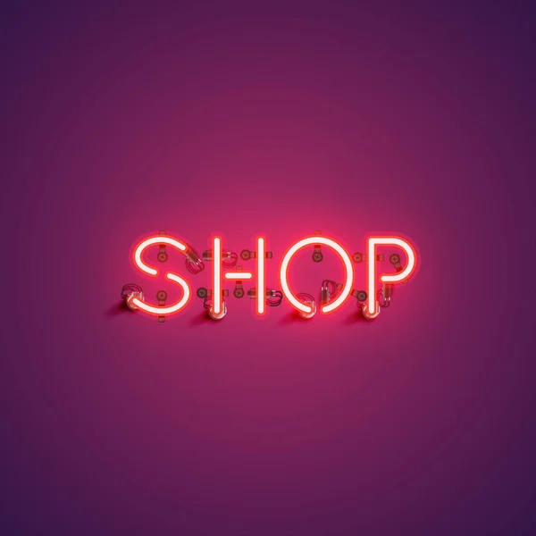 Leuchtschrift "shop", Vektorillustration — Stockvektor