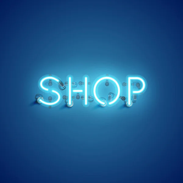 Leuchtschrift "shop", Vektorillustration — Stockvektor