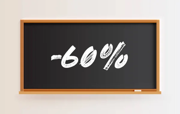 Hoge gedetailleerde Blackboard met '-60% ' titel, vector illustratie — Stockvector