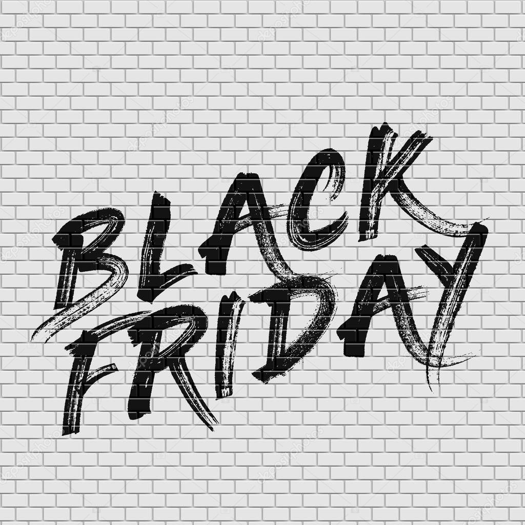 High detailed brick wall with 'BLACK FRIDAY' painting vector illustration