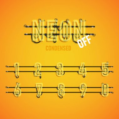 Telleri ve konsol, vektör çizim ile gerçekçi neon yazı tipi