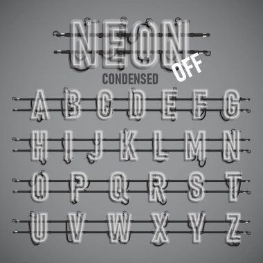 Telleri ve konsol, vektör çizim ile gerçekçi neon yazı tipi