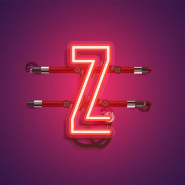 Teller ve konsol ile gerçekçi neon karakter, vektör illustra