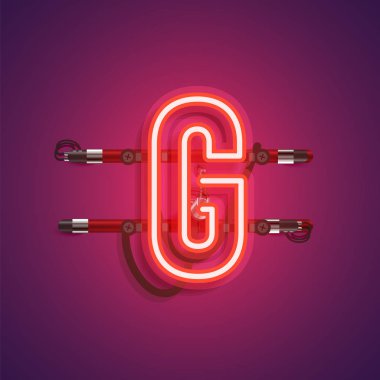 Teller ve konsol ile gerçekçi neon karakter, vektör illustra