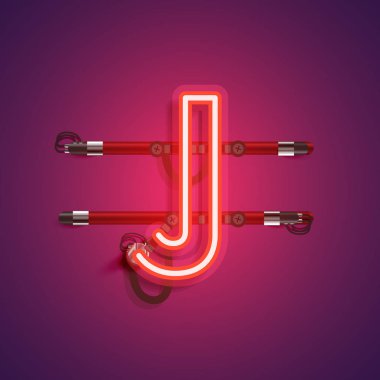 Teller ve konsol ile gerçekçi neon karakter, vektör illustra