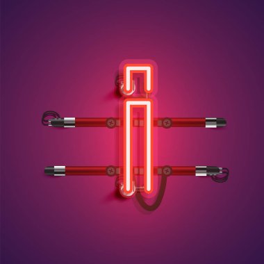 Teller ve konsol ile gerçekçi neon karakter, vektör illustra