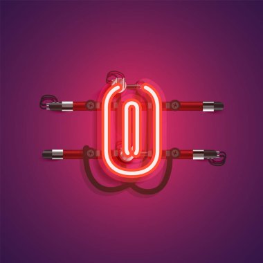 Teller ve konsol ile gerçekçi neon karakter, vektör illustra