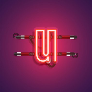 Teller ve konsol ile gerçekçi neon karakter, vektör illustra