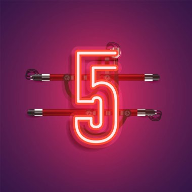 Teller ve konsol ile gerçekçi neon karakter, vektör illustra