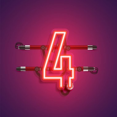 Teller ve konsol ile gerçekçi neon karakter, vektör illustra