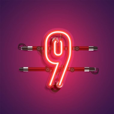 Teller ve konsol ile gerçekçi neon karakter, vektör illustra