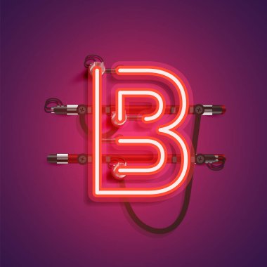 Teller ve konsol ile gerçekçi neon karakter, vektör illustra