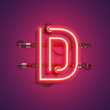Teller ve konsol ile gerçekçi neon karakter, vektör illustra