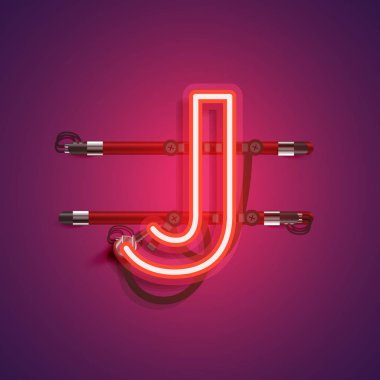 Teller ve konsol ile gerçekçi neon karakter, vektör illustra