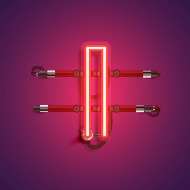 Teller ve konsol ile gerçekçi neon karakter, vektör illustra