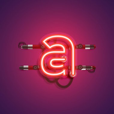 Teller ve konsol ile gerçekçi neon karakter, vektör illustra