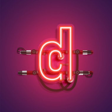 Teller ve konsol ile gerçekçi neon karakter, vektör illustra