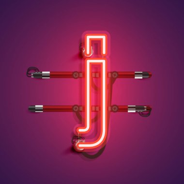 Teller ve konsol ile gerçekçi neon karakter, vektör illustra