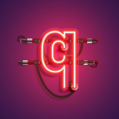 Teller ve konsol ile gerçekçi neon karakter, vektör illustra