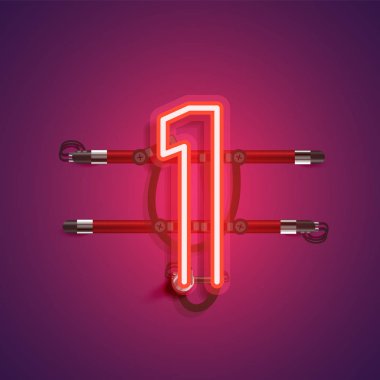 Teller ve konsol ile gerçekçi neon karakter, vektör illustra