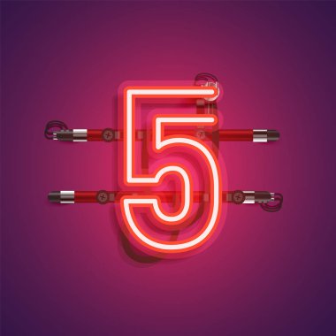 Teller ve konsol ile gerçekçi neon karakter, vektör illustra