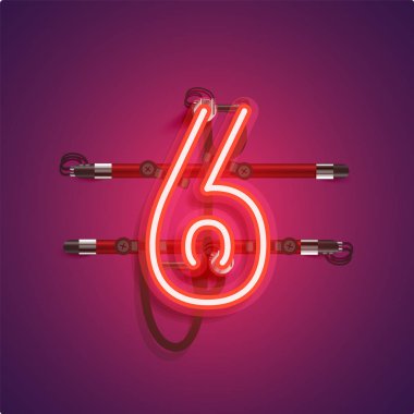 Teller ve konsol ile gerçekçi neon karakter, vektör illustra