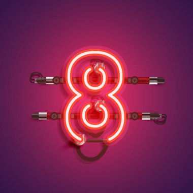 Teller ve konsol ile gerçekçi neon karakter, vektör illustra