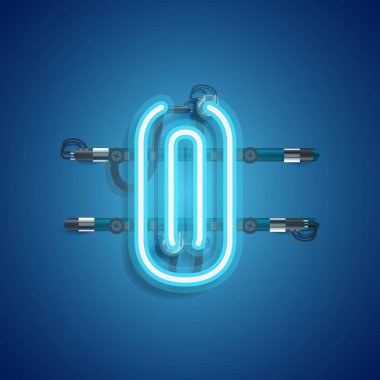 Teller ve konsol ile gerçekçi neon karakter, vektör illustra