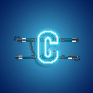 Teller ve konsol ile gerçekçi neon karakter, vektör illustra