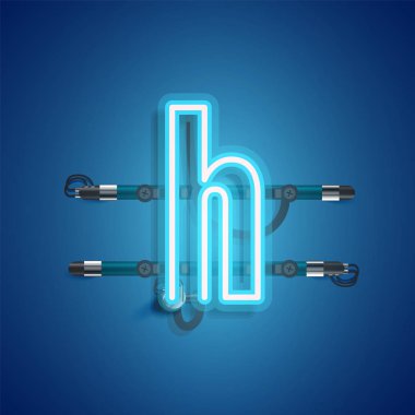 Teller ve konsol ile gerçekçi neon karakter, vektör illustra