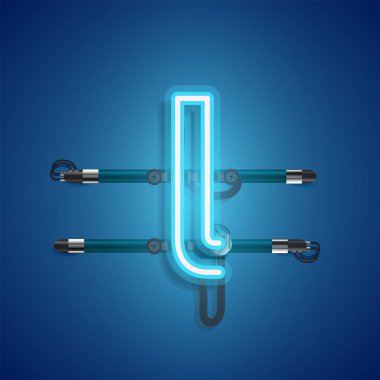Teller ve konsol ile gerçekçi neon karakter, vektör illustra