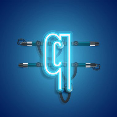 Teller ve konsol ile gerçekçi neon karakter, vektör illustra