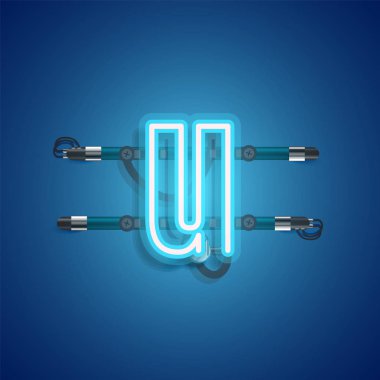 Teller ve konsol ile gerçekçi neon karakter, vektör illustra