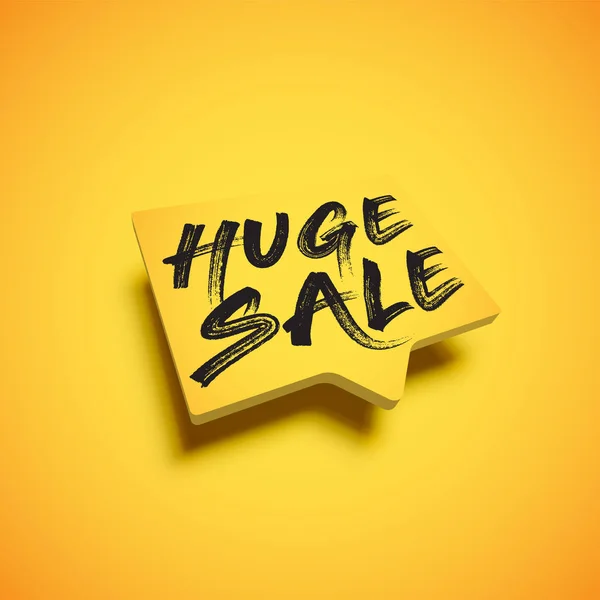 High-detailed yellow speech bubble with 'HUGE SALE' title, vecto — Stock Vector