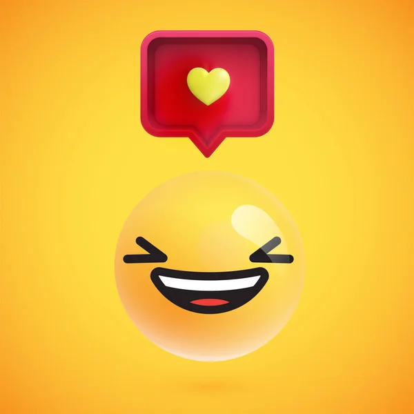High detailed emoticon with a heart sign, vector illustration — Stock Vector