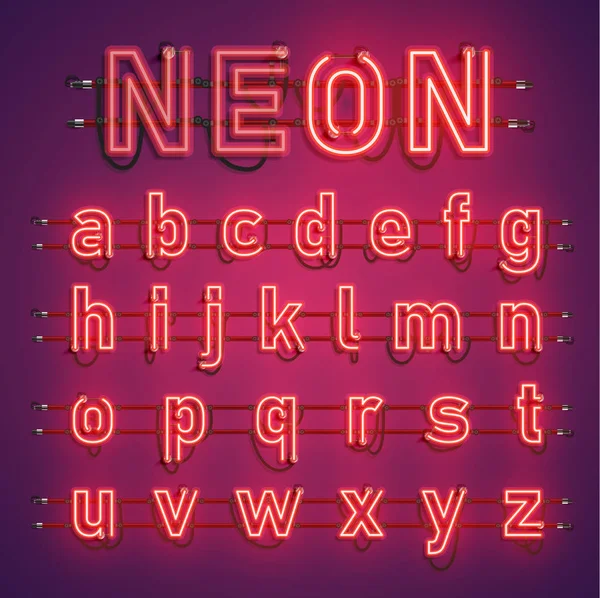 Realistic Neon Font Wires Console Vector Illustration — Stock Vector