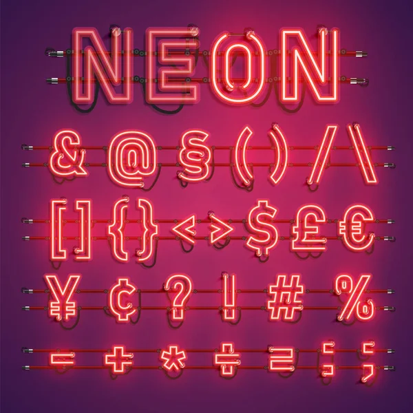 Реалистичный Неоновый Шрифт Проводами Консолью Векторная Иллюстрация — стоковый вектор